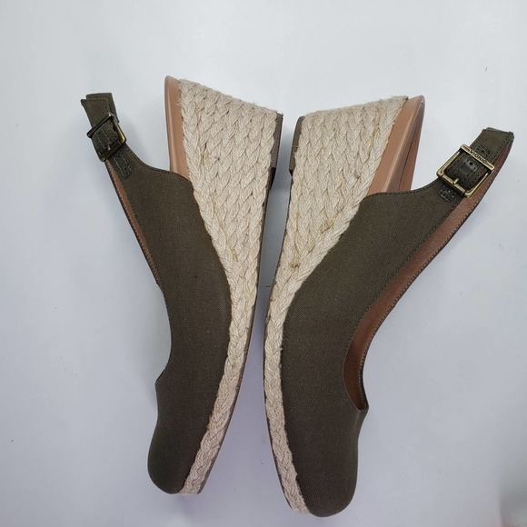 Vionic Coralina Slingback Wedge Heel Espadrille Shoes 10 Olive Green - Picture 6 of 9